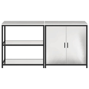 vidaXL Set di Stoccaggio per Cucina 2 pcs Argento 180 x 50 x 92 cm