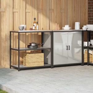 vidaXL Set di Stoccaggio per Cucina 2 pcs Argento 180 x 50 x 92 cm