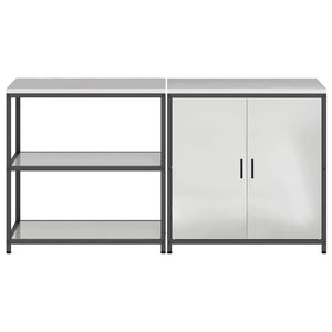 vidaXL Set di Stoccaggio per Cucina 2 pcs Argento 180 x 50 x 92 cm