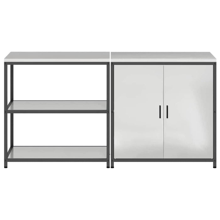 vidaXL Set di Stoccaggio per Cucina 2 pcs Argento 180 x 50 x 92 cm