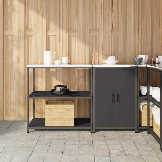 vidaXL Set di Stoccaggio per Cucina 2 pcs Nero 150 x 50 x 92 cm