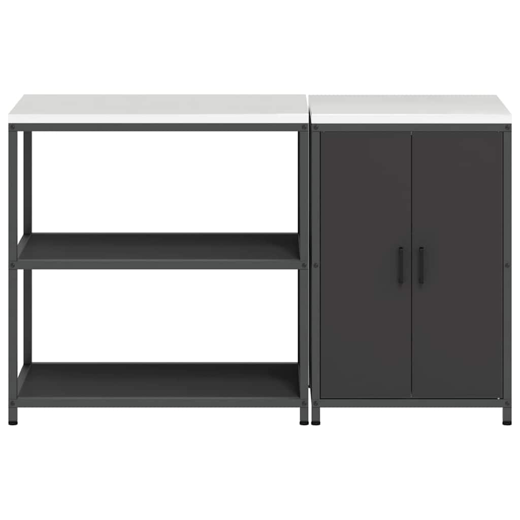 vidaXL Set di Stoccaggio per Cucina 2 pcs Nero 150 x 50 x 92 cm