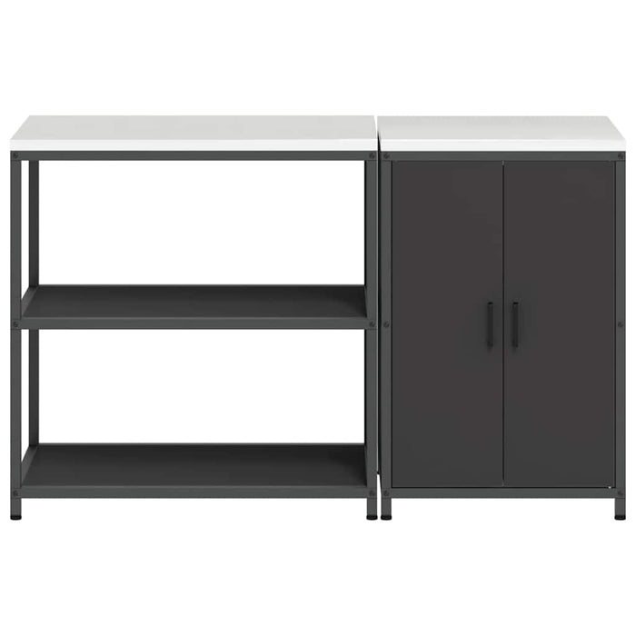 vidaXL Set di Stoccaggio per Cucina 2 pcs Nero 150 x 50 x 92 cm