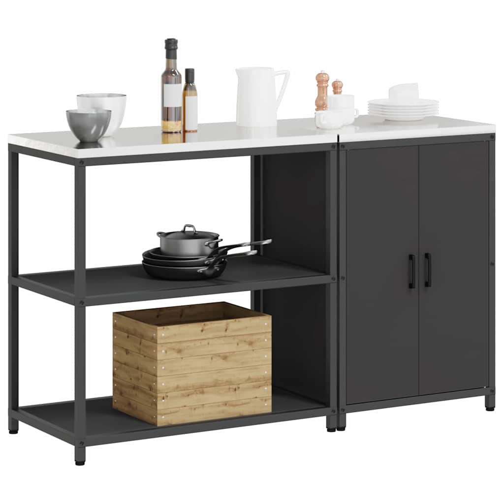 Set di Stoccaggio per Cucina con lo scaffale 2 pz-Armadietto Cucina-Armadietto Cucina Nero 276619