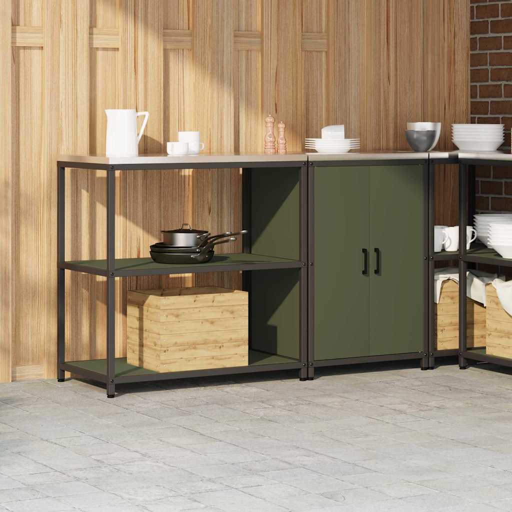 vidaXL Set di Stoccaggio per Cucina 2 pcs Verde oliva 150 x 50 x 92 cm