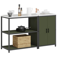 vidaXL Set di Stoccaggio per Cucina 2 pcs Verde oliva 150 x 50 x 92 cm