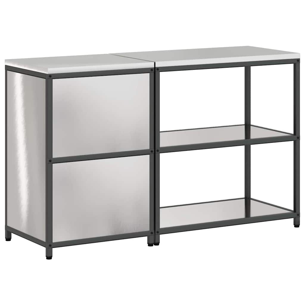 vidaXL Set di Stoccaggio per Cucina 2 pcs Argento 150 x 50 x 92 cm