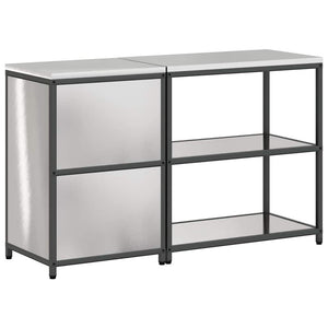 vidaXL Set di Stoccaggio per Cucina 2 pcs Argento 150 x 50 x 92 cm