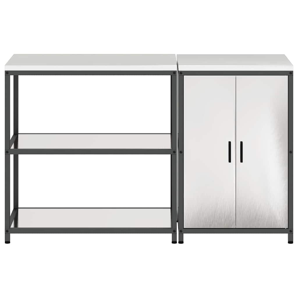 vidaXL Set di Stoccaggio per Cucina 2 pcs Argento 150 x 50 x 92 cm