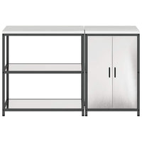 vidaXL Set di Stoccaggio per Cucina 2 pcs Argento 150 x 50 x 92 cm