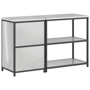 vidaXL Set di Stoccaggio per Cucina 2 pcs Argento 150 x 50 x 92 cm