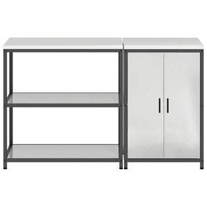vidaXL Set di Stoccaggio per Cucina 2 pcs Argento 150 x 50 x 92 cm