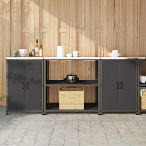 vidaXL Set di Stoccaggio per Cucina 3 pcs Nero 210 x 50 x 92 cm
