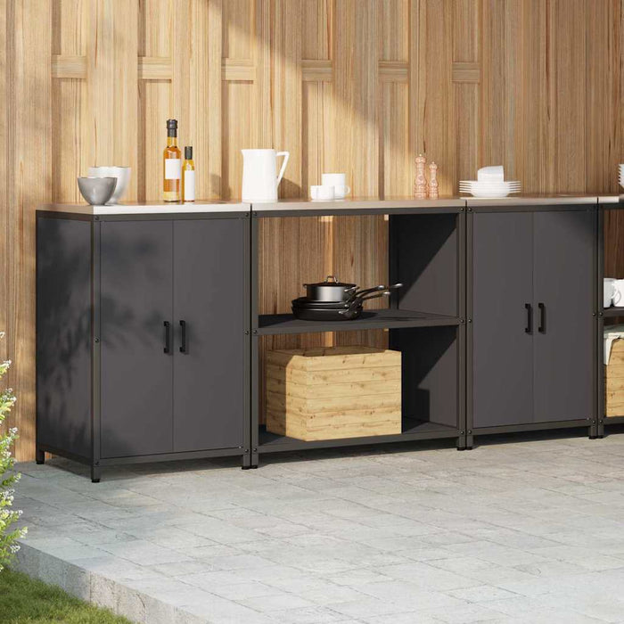 vidaXL Set di Stoccaggio per Cucina 3 pcs Nero 210 x 50 x 92 cm