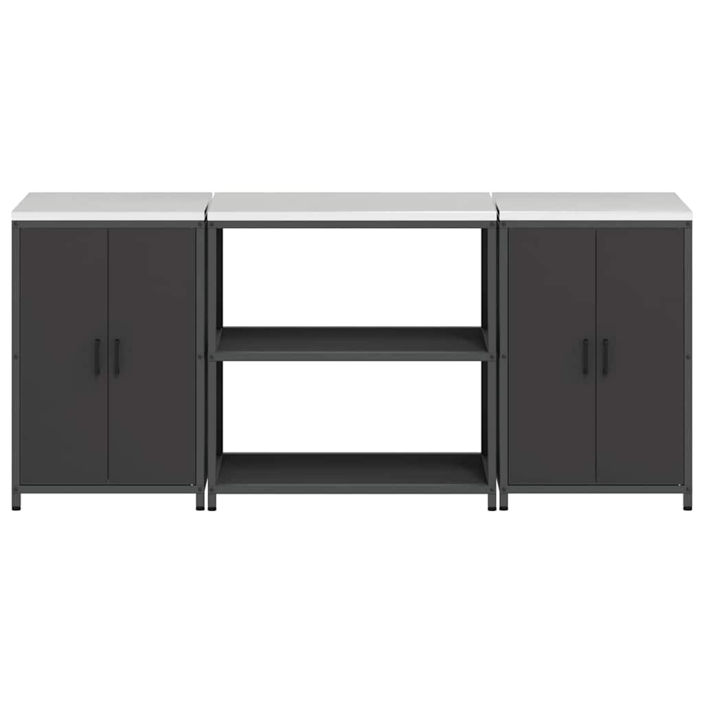 vidaXL Set di Stoccaggio per Cucina 3 pcs Nero 210 x 50 x 92 cm