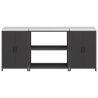 vidaXL Set di Stoccaggio per Cucina 3 pcs Nero 210 x 50 x 92 cm