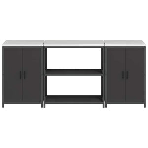 vidaXL Set di Stoccaggio per Cucina 3 pcs Nero 210 x 50 x 92 cm