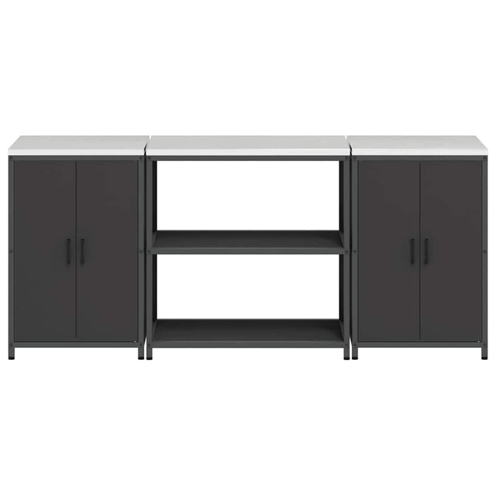 vidaXL Set di Stoccaggio per Cucina 3 pcs Nero 210 x 50 x 92 cm