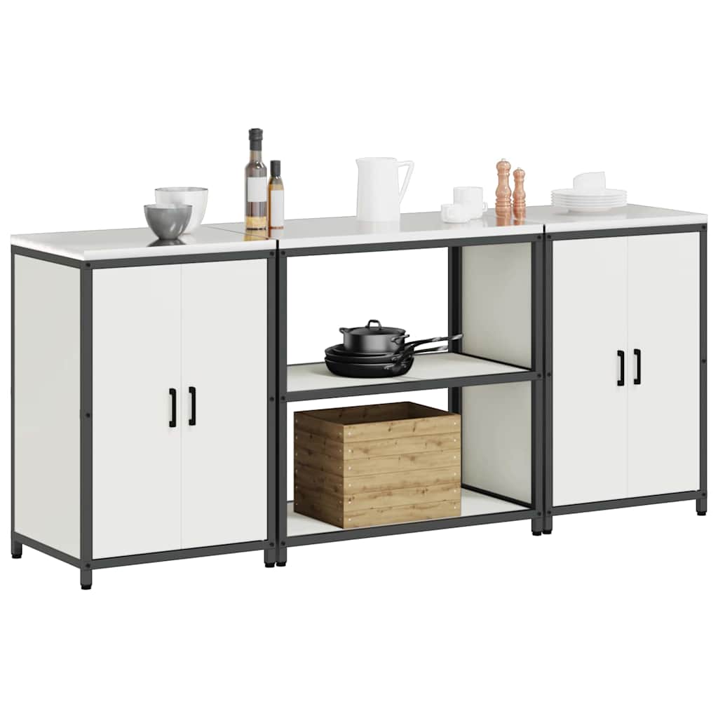 vidaXL Set di Stoccaggio per Cucina 3 pcs Bianco 210 x 50 x 92 cm