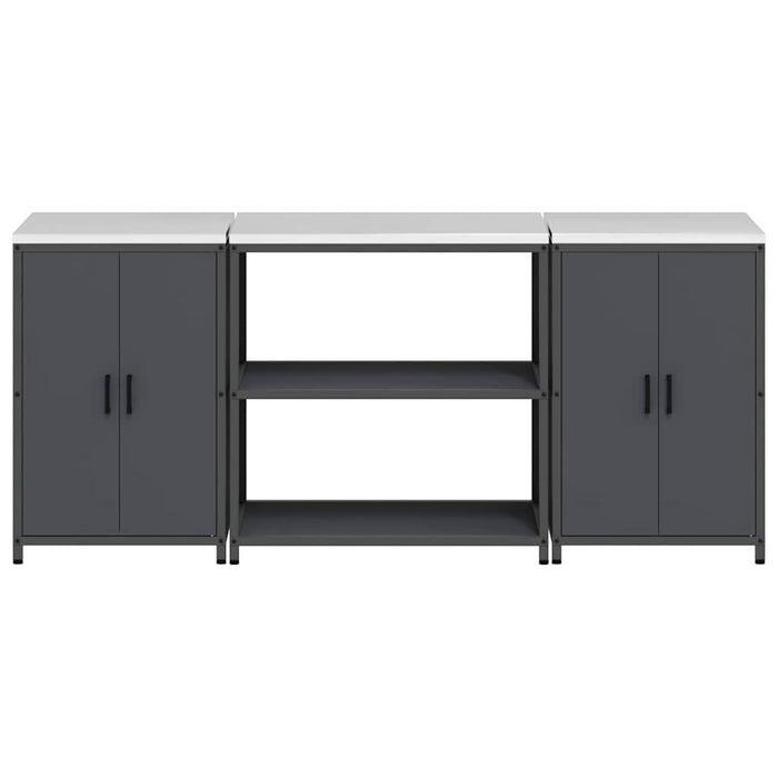 vidaXL Set di Stoccaggio per Cucina 3 pcs Antracite 210 x 50 x 92 cm