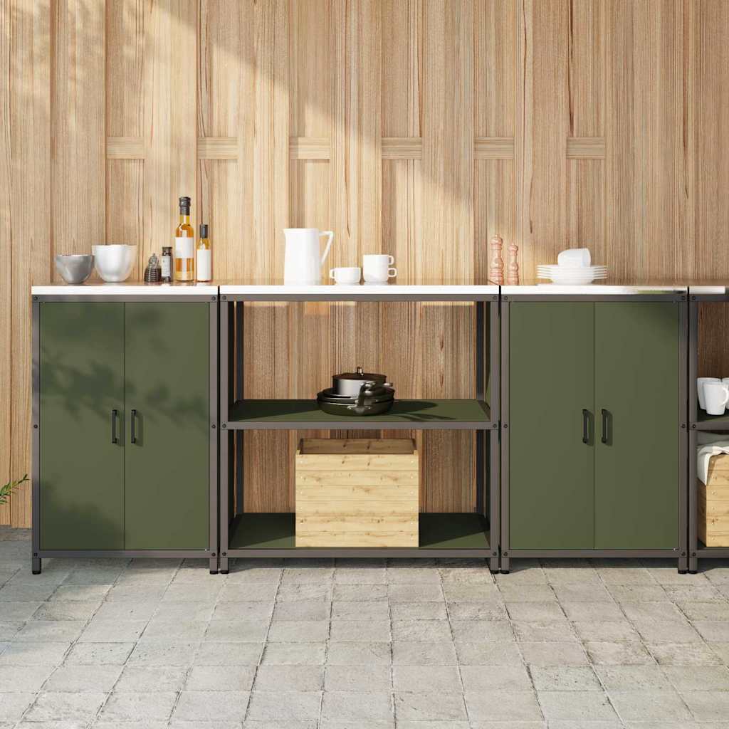 vidaXL Set di Stoccaggio per Cucina 3 pcs Verde oliva 210 x 50 x 92 cm