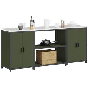 vidaXL Set di Stoccaggio per Cucina 3 pcs Verde oliva 210 x 50 x 92 cm