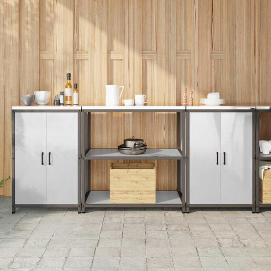 vidaXL Set di Stoccaggio per Cucina 3 pcs Argento 210 x 50 x 92 cm