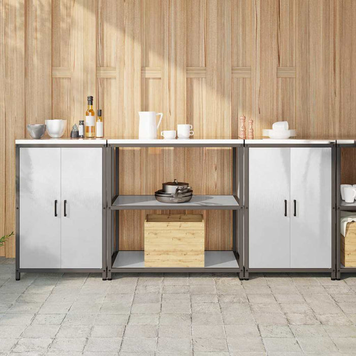 vidaXL Set di Stoccaggio per Cucina 3 pcs Argento 210 x 50 x 92 cm