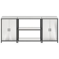 vidaXL Set di Stoccaggio per Cucina 3 pcs Argento 210 x 50 x 92 cm