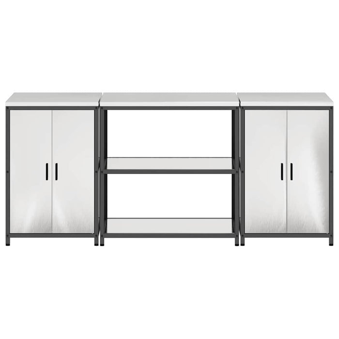 vidaXL Set di Stoccaggio per Cucina 3 pcs Argento 210 x 50 x 92 cm