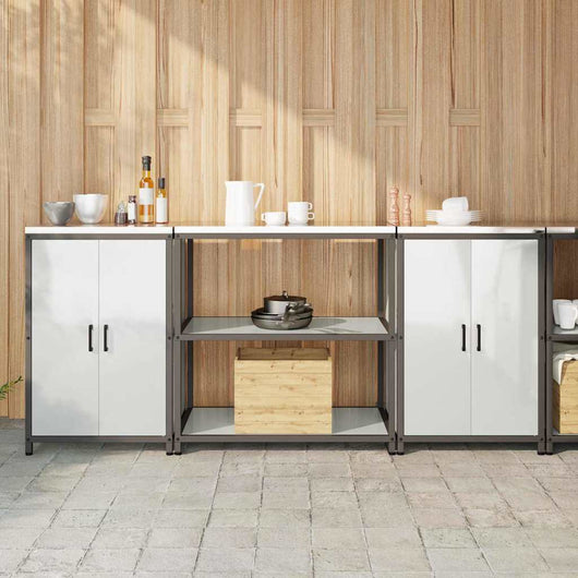 vidaXL Set di Stoccaggio per Cucina 3 pcs Argento 210 x 50 x 92 cm