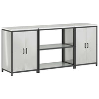 vidaXL Set di Stoccaggio per Cucina 3 pcs Argento 210 x 50 x 92 cm