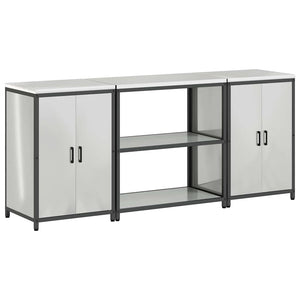 vidaXL Set di Stoccaggio per Cucina 3 pcs Argento 210 x 50 x 92 cm