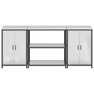 vidaXL Set di Stoccaggio per Cucina 3 pcs Argento 210 x 50 x 92 cm