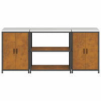 vidaXL Set di Stoccaggio per Cucina 3 pcs Ruggine 210 x 50 x 92 cm