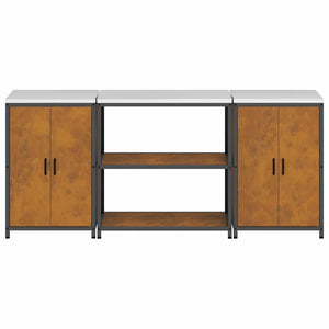 vidaXL Set di Stoccaggio per Cucina 3 pcs Ruggine 210 x 50 x 92 cm