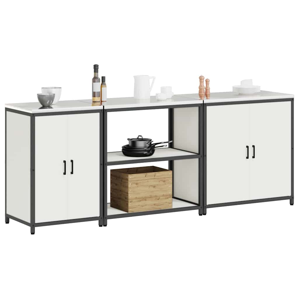 vidaXL Set di Stoccaggio per Cucina 3 pcs Bianco 240 x 50 x 92 cm