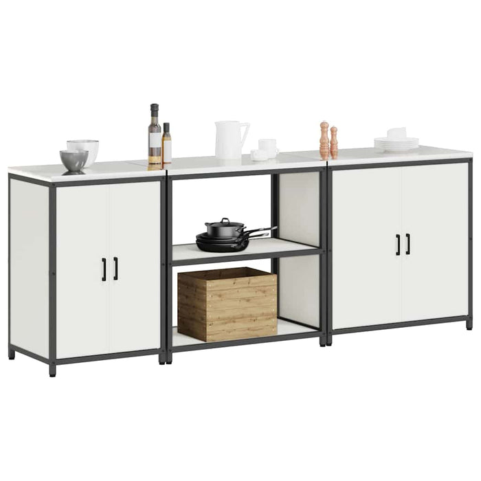 vidaXL Set di Stoccaggio per Cucina 3 pcs Bianco 240 x 50 x 92 cm