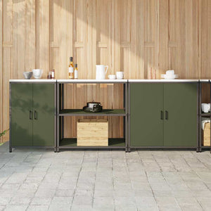 vidaXL Set di Stoccaggio per Cucina 3 pcs Verde oliva 240 x 50 x 92 cm