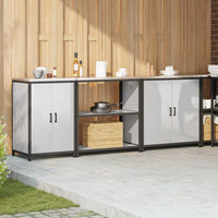 vidaXL Set di Stoccaggio per Cucina 3 pcs Argento 240 x 50 x 92 cm