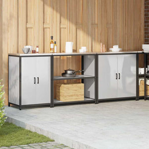 vidaXL Set di Stoccaggio per Cucina 3 pcs Argento 240 x 50 x 92 cm