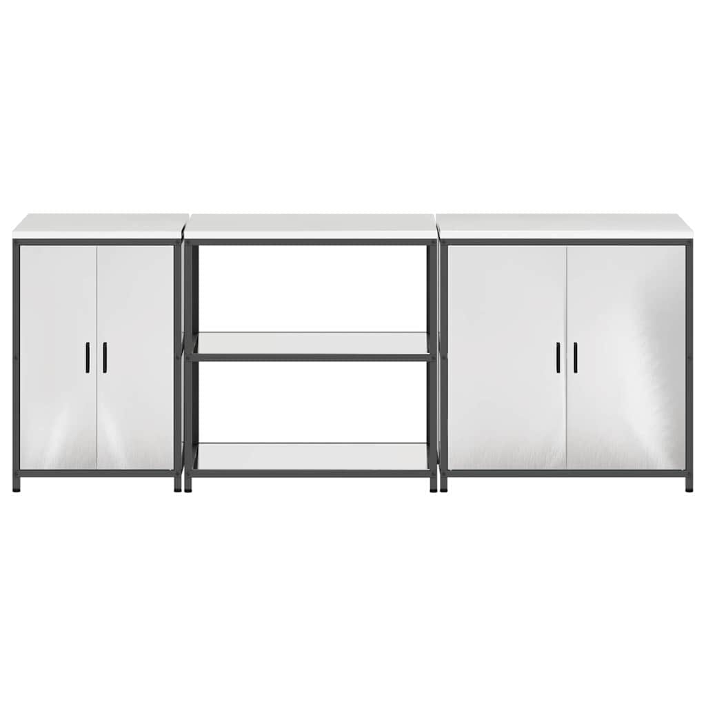 vidaXL Set di Stoccaggio per Cucina 3 pcs Argento 240 x 50 x 92 cm