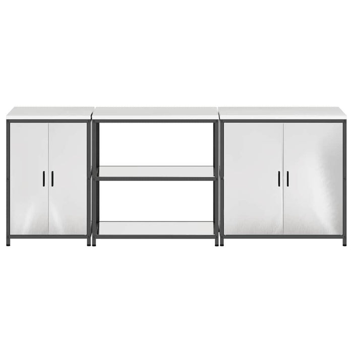 vidaXL Set di Stoccaggio per Cucina 3 pcs Argento 240 x 50 x 92 cm
