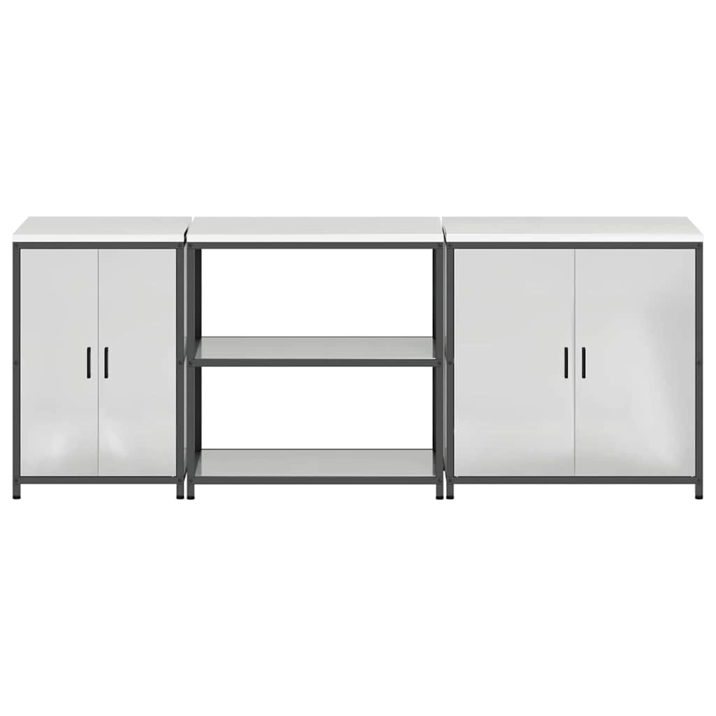 vidaXL Set di Stoccaggio per Cucina 3 pcs Argento 240 x 50 x 92 cm