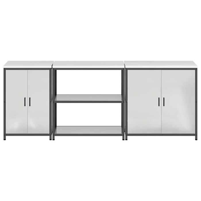vidaXL Set di Stoccaggio per Cucina 3 pcs Argento 240 x 50 x 92 cm