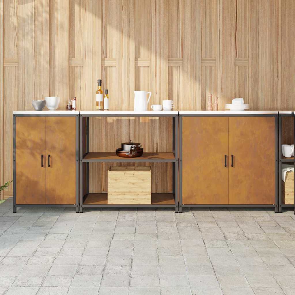 vidaXL Set di Stoccaggio per Cucina 3 pcs Ruggine 240 x 50 x 92 cm