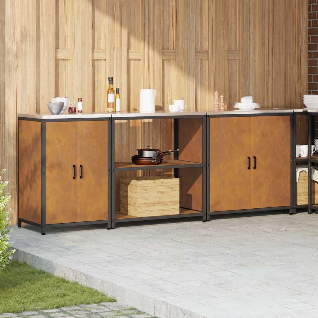 vidaXL Set di Stoccaggio per Cucina 3 pcs Ruggine 240 x 50 x 92 cm