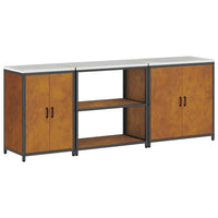 vidaXL Set di Stoccaggio per Cucina 3 pcs Ruggine 240 x 50 x 92 cm