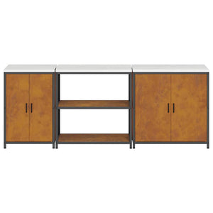 vidaXL Set di Stoccaggio per Cucina 3 pcs Ruggine 240 x 50 x 92 cm