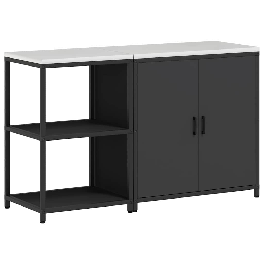Set di Stoccaggio per Cucina con lo scaffale 2 pz-Armadietto Cucina-Armadietto Cucina Nero Acciaio 836029